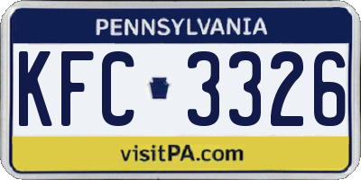 PA license plate KFC3326