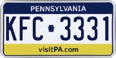 PA license plate KFC3331