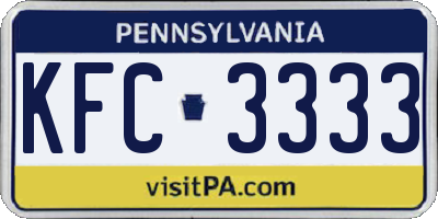PA license plate KFC3333