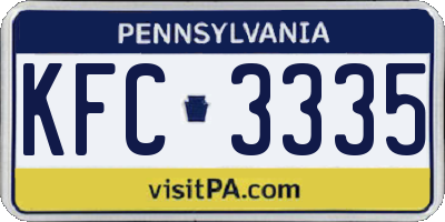 PA license plate KFC3335