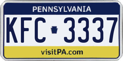 PA license plate KFC3337