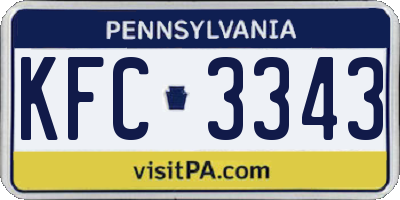 PA license plate KFC3343