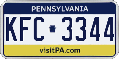 PA license plate KFC3344
