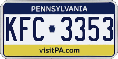 PA license plate KFC3353