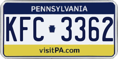 PA license plate KFC3362