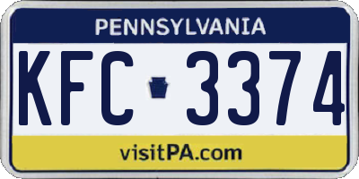 PA license plate KFC3374
