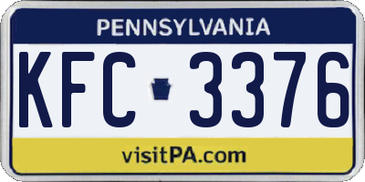 PA license plate KFC3376