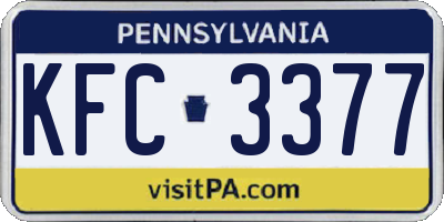 PA license plate KFC3377