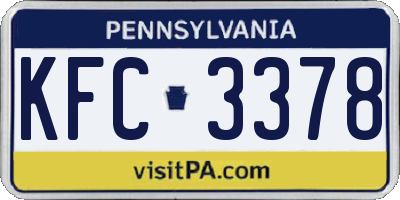 PA license plate KFC3378