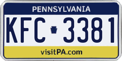 PA license plate KFC3381