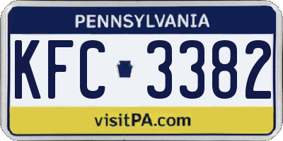 PA license plate KFC3382