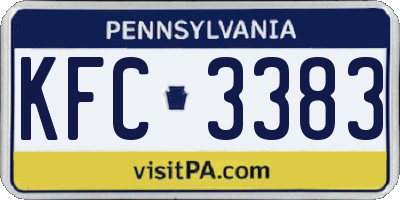 PA license plate KFC3383
