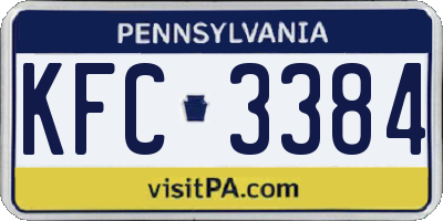 PA license plate KFC3384