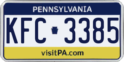 PA license plate KFC3385