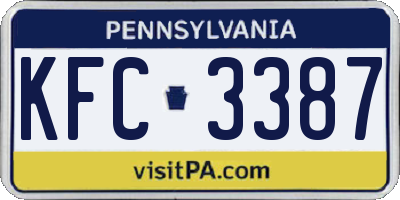 PA license plate KFC3387