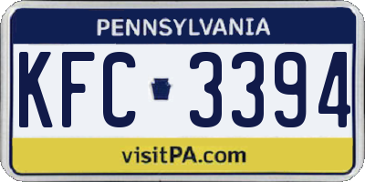 PA license plate KFC3394