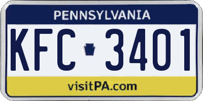 PA license plate KFC3401