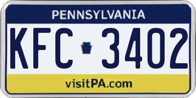 PA license plate KFC3402