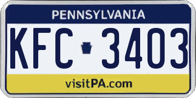 PA license plate KFC3403