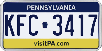 PA license plate KFC3417