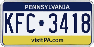 PA license plate KFC3418