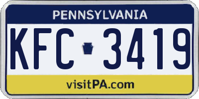 PA license plate KFC3419