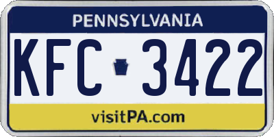 PA license plate KFC3422