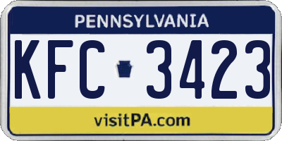 PA license plate KFC3423