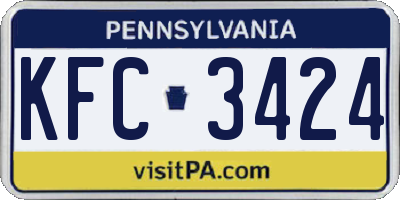 PA license plate KFC3424