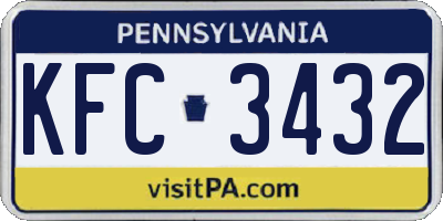 PA license plate KFC3432