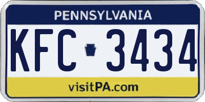 PA license plate KFC3434