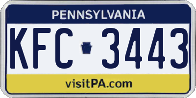 PA license plate KFC3443