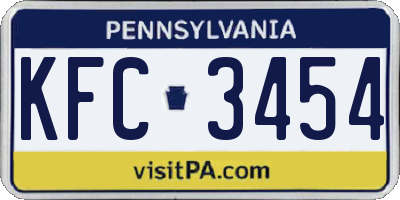 PA license plate KFC3454