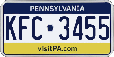 PA license plate KFC3455