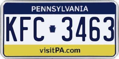 PA license plate KFC3463