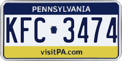 PA license plate KFC3474