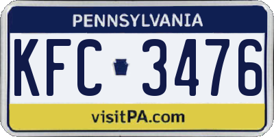 PA license plate KFC3476