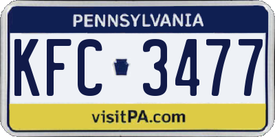 PA license plate KFC3477