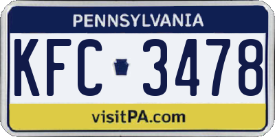PA license plate KFC3478