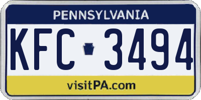 PA license plate KFC3494
