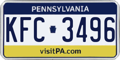 PA license plate KFC3496
