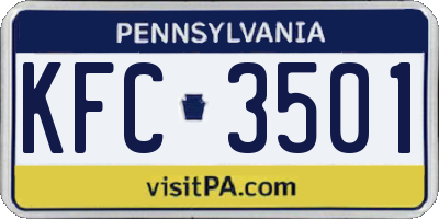 PA license plate KFC3501