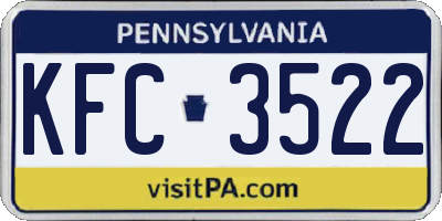 PA license plate KFC3522