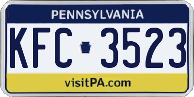 PA license plate KFC3523