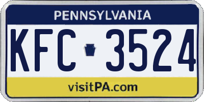 PA license plate KFC3524