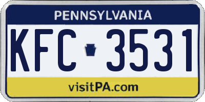 PA license plate KFC3531