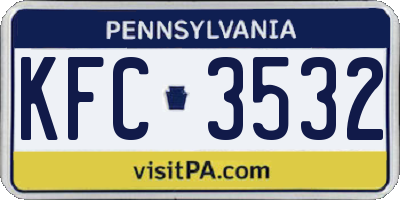 PA license plate KFC3532