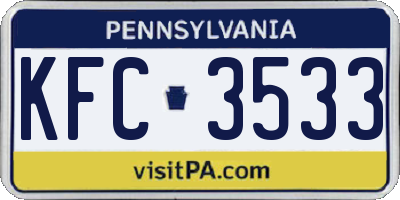 PA license plate KFC3533