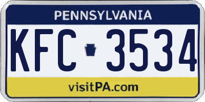 PA license plate KFC3534