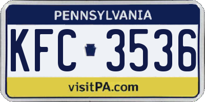 PA license plate KFC3536